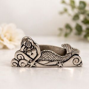 Basic Spirit Pewter Mermaid Business Card Holder Nautical Desk Decor Canada